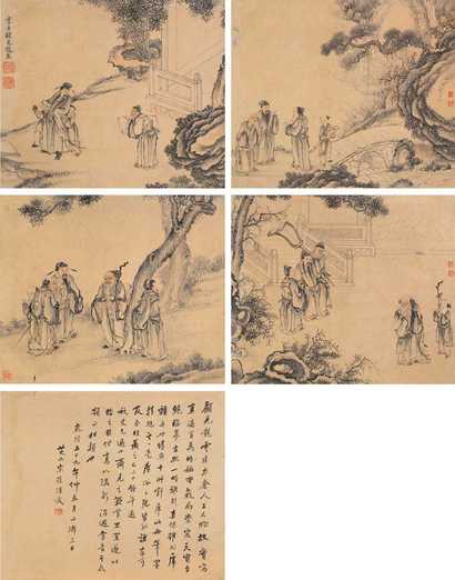 顾见龙 人物故事 册页